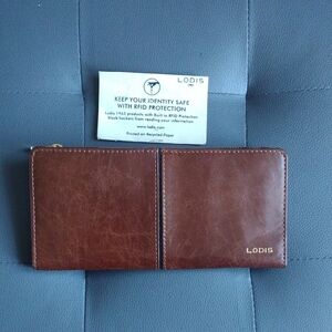 Lodis Rich Brown Leather Clutch